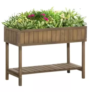 Outsunny Wooden Planter Raised Bed Container Garden Plant Stand Bed 8 Boxes 110L x 46W x 76Hcm Brown