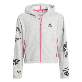 adidas Hooded Tracksuit Kids - Medium Grey Heather / Team Rea