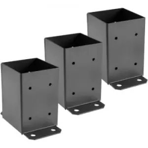 VEVOR 4 x 4 Post Base 3 PCs, Deck Post Base 3.6 x 3.6 inch, Post Bracket 2.5 lbs, Fence Post Anchor Black Powder-Coated Deck Post Base with Thick Stee