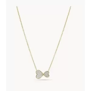 Fossil Womens Sutton Classic Valentine Gold-Tone Stainless Steel Heart Station Necklace - Gold