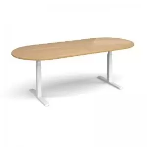 Elev8 Touch radial end boardroom table 2400mm x 1000mm - white frame