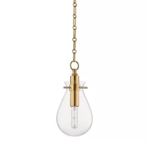 Ivy 1 Light Small Pendant Brass, Glass