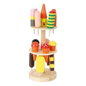 LEGLER Small Foot Ice Cream Stand with 15 Different Ice Creams Wooden Toy