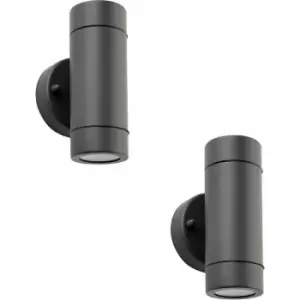 Loops - 2 pack Up & Down Twin Outdoor IP44 Wall Light - 2 x 7W GU10 LED - Anthracite