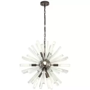 Luminosa 10 Light E14, Round Pendant Brown Oxide , Clear Glass