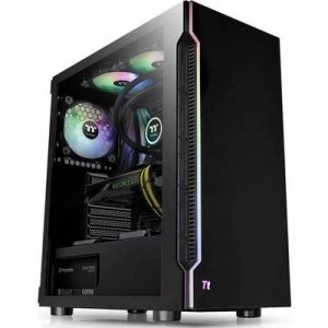 Thermaltake H200 TG RGB Midi tower PC casing Black Built-in lighting, Built-in fan, Window