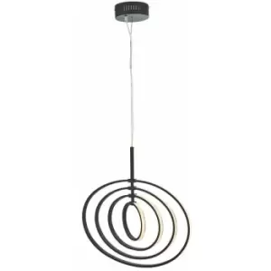 Led Ceiling Pendant Light 30W Warm White Matt Black Hoop Ring Feature Strip Lamp