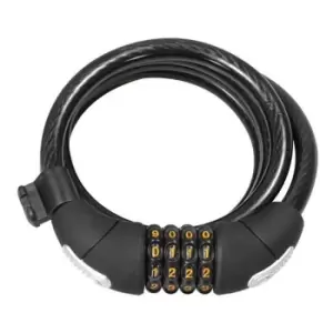 Serfas 6m x 12mm Coiled Combination Cable Lock w/Bracket - Black