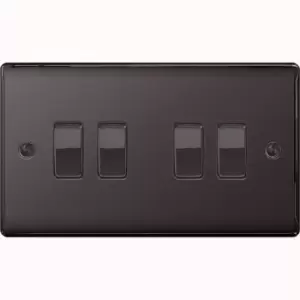 BG Nexus Metal Black Nickel 4 Gang 2 Way Rocker Switch 10A - NBN44