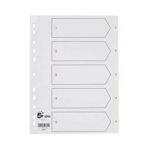 Elite A4 Premium File Indices with White Tabs Polypropylene 1 5 White