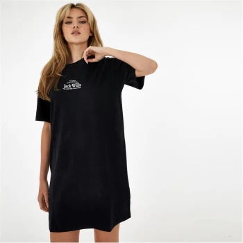 Jack Wills Embroidered Logo T-Shirt Mini Dress - Black