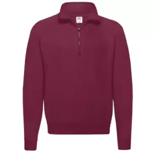 Fruit Of The Loom Mens Zip Neck Sweatshirt Top (S) (Burgundy)