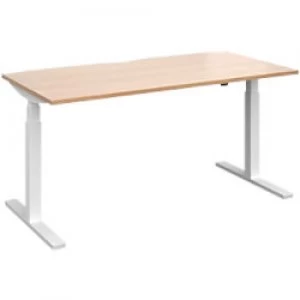 Elev8 Rectangular Sit Stand Single Desk with Beech Coloured Melamine Top and White Frame 2 Legs Touch 1600 x 800 x 675 - 1300 mm