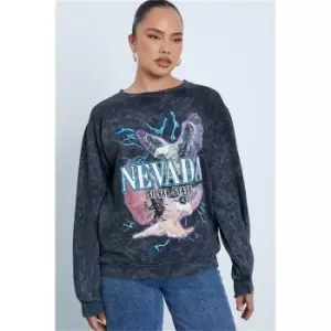 I Saw It First Charcoal Acid Wash Nevada Phoenix Oversized Sweatshirt - Grey