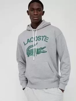 Lacoste Large Logo Overhead Hoodie - Grey, Size XL, Men