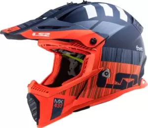 LS2 MX437 Fast Evo XCode Motocross Helmet, blue-orange, Size S, blue-orange, Size S