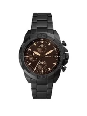 Fossil Fossil 44Mm Bronson Stainless Steel Men Watch, Black, Men