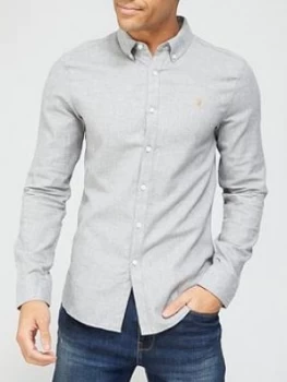 Farah Minshell Long Sleeve Shirt - Grey, Size L, Men