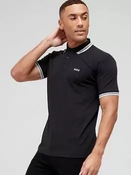 BOSS Paddy Curved Logo Polo Shirt - Black Size M Men