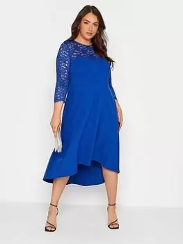 Yours Lace High Low Dress, Blue, Size 16, Women