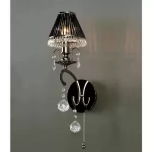 Wall light Pescara 1 bulb Black chrome/crystal