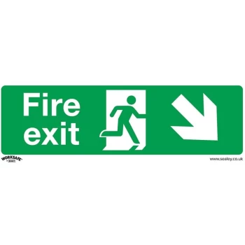 SS36P1 Safe Conditions Safety Sign - Fire Exit (Down Right) - Rigid Plastic - Sealey