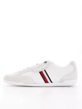 Tommy Hilfiger Corporate Mix Leather Trainers, White, Size 12, Men