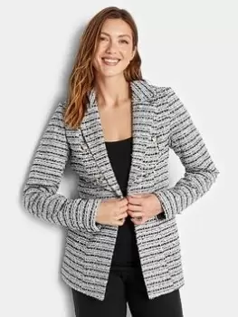 Long Tall Sally Black And White Boucle Blazer, Black, Size 24, Women