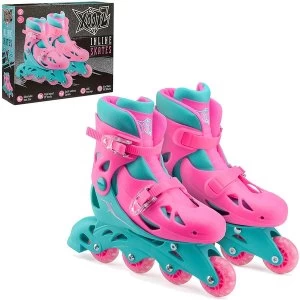 Xootz Kids Inline Skates Adjustable Beginner Roller Blade Boots Girls Pink/Blue MediumUK 13-3