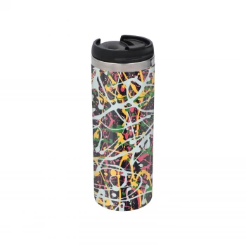 Splatter Pattern Stainless Steel Travel Mug - Metallic Finish