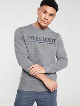 Lyle & Scott Fitness Logo Crew Neck Mid Layer - Mid Grey Marl, Mid Grey Marl, Size 2XL, Men