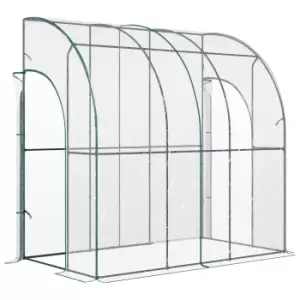 Outsunny 214 X 118 X 212Cm Walk-in Lean To Wall Tunnel Pvc Greenhouse With Doors