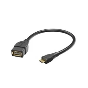 Hama USB 2.0 Adapter cable OTG, micro B plug - A socket, 15 cm, black