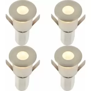 4 pack Recessed Decking IP67 Guide Light - 1.2W Warm White LED - Satin Nickel