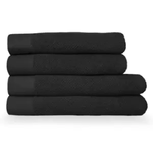 Textured Weave 4 Piece Bath Towel/Sheet Towel Set Black