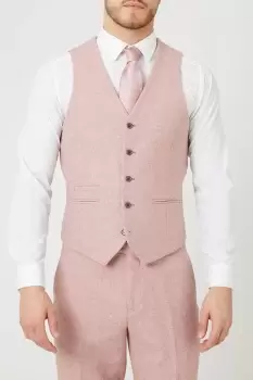 Mens Slim Fit Pink Tweed Suit Waistcoat