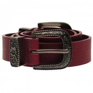 Firetrap Double Buckle West Belt Ladies - Burgundy