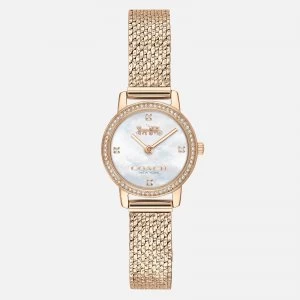 Coach Womens Audrey Mesh Strap Watch - Gold