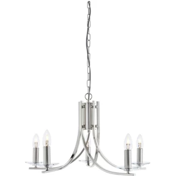 Searchlight Lighting - Searchlight Ascona - 5 Light Multi Arm Ceiling Pendant Satin Silver, Glass, E14