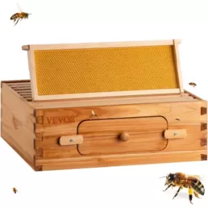 VEVOR Beehive Box Kit Bee Honey Hive 10 Frames 1 Medium Beeswax Natural Fir Wood