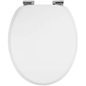 Toilet Seat Toilet Lid WC Soft Close Mechanism High Gloss Surface MDF Wood Rustproof Metal Hinges Cover For Standard Toilet Bowls O-Shape Easy