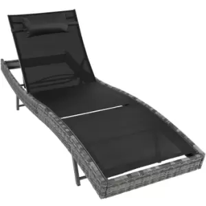 Tectake Delphine Rattan Sun Lounger - Grey