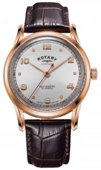 Rotary Mens Limited Edition Heritage Rose Gold Case Watch