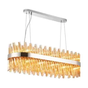 Luminosa Kalih 24 Light G9, Ceiling Pendant Oblong, Polished Nickel, Amber Item Weight: 22.65kg