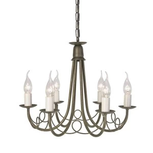 6 Light Chandelier Ivory, Gold Finish, E14