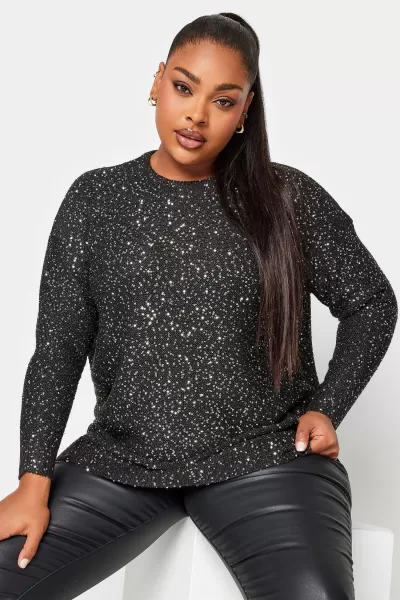 Yours Christmas Sequin Jumper Silver