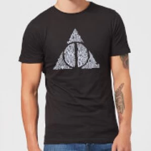 Harry Potter Deathly Hallows Text Mens T-Shirt - Black - S