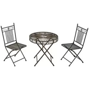 Outsunny 3pc Garden Bistro Set with 2 Folding Chairs and 1 Folding Table - Bronze