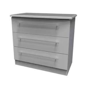 Sherwood Matt Grey 3 Drawer Chest Of Drawers (H)695mm (W)765mm (D)415mm