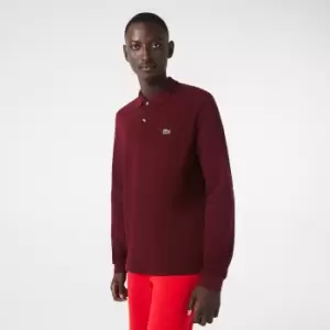 Lacoste classic fit long-sleeve Polo Shirt in marl petit pique Size 3 - S Bordeaux